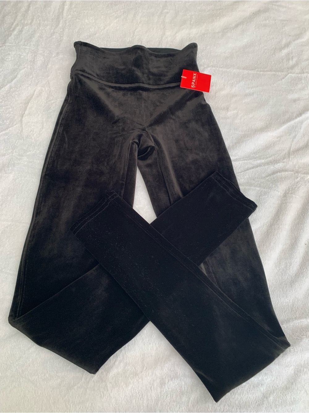 SPANX Black Velvet High-Waist Leggings